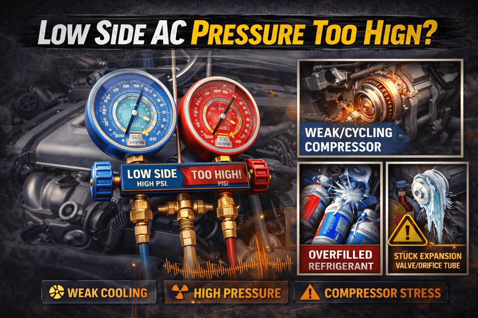 Read more about the article Low Side AC Pressure Too High — What It Really Means